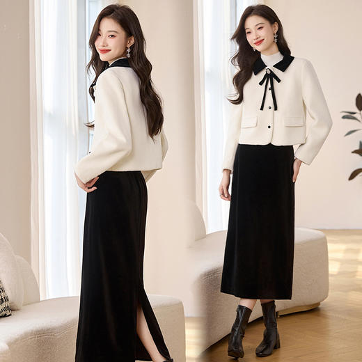 HR LSNY2475法式小香风蝴蝶结加厚套装裙 商品图3