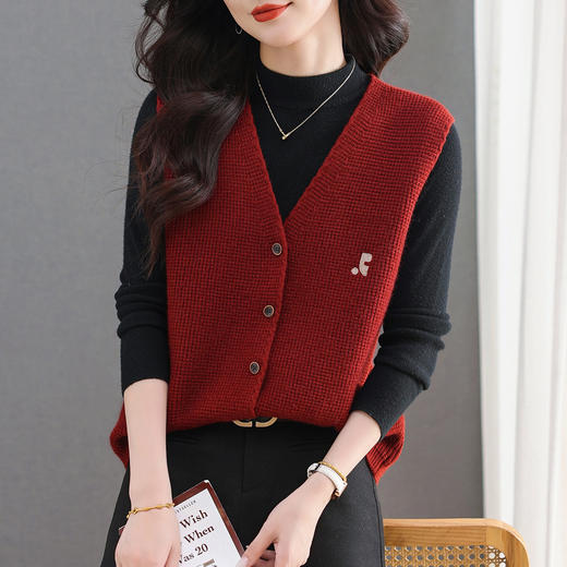 CC女士针织马甲外搭2025秋季新款坎肩叠穿洋气时髦无袖毛衣开衫背心 商品图1