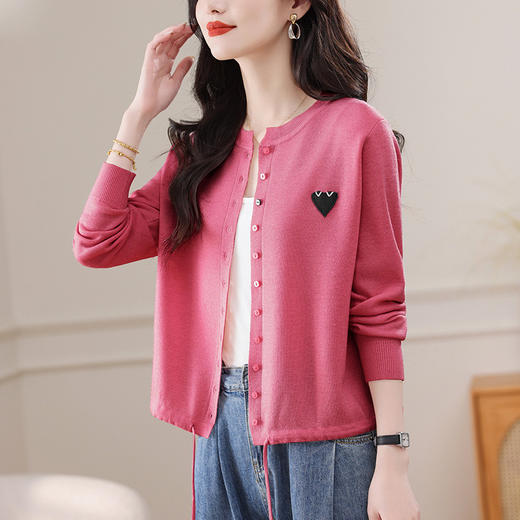 CC短款抽绳针织开衫薄款洋气时髦女装秋装2025新款好看毛衣外套减龄 商品图3
