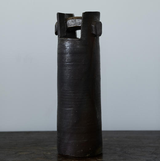 日本中古诧寂风备前烧提梁花器 商品图0