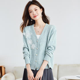 CCv领羊毛针织开衫女春秋2025新款长袖短款外搭上衣早秋季毛衣外套