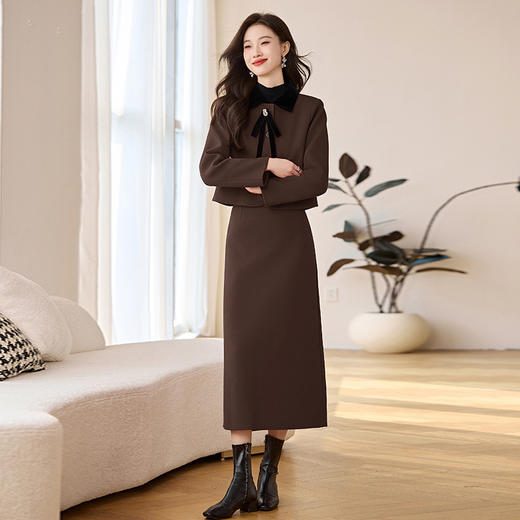 HR LSNY2472小香风名媛气质毛呢套装裙 商品图1