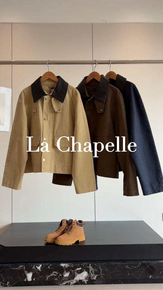 会员福利【官网1k+高端品质 非常重磅】拉夏贝尔/La Chapelle巴恩风上衣秋季复古风D字环翻盖口袋外套 商品图6