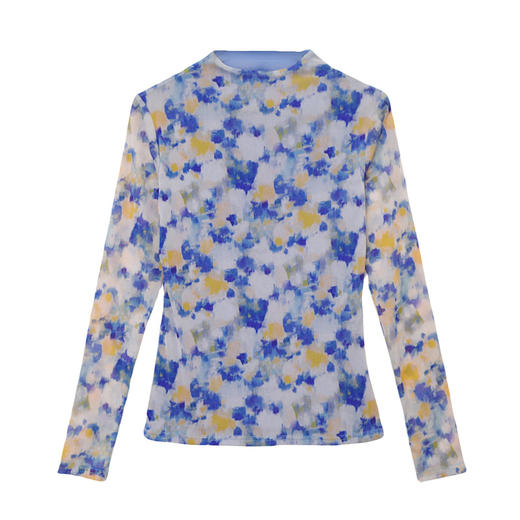 KQL A55F8577时尚洋气高弹网长袖印花上衣 商品图4