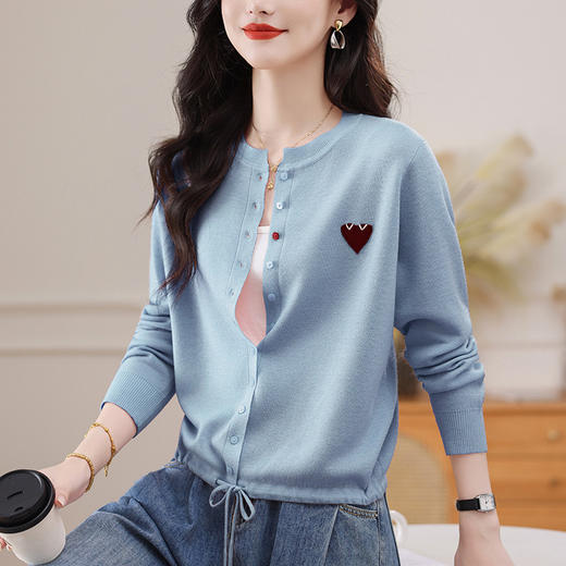 CC短款抽绳针织开衫薄款洋气时髦女装秋装2025新款好看毛衣外套减龄 商品图0