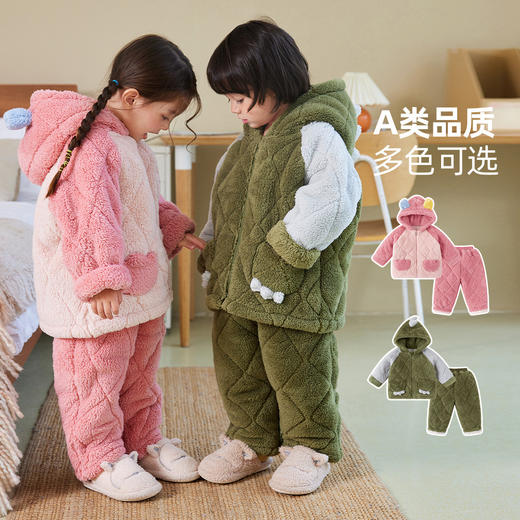 【直降】嘟嘟家宝宝家居服套装新款保暖女童睡衣睡裤两件套冬季男童童装潮 商品图3