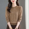 CC针织长袖上衣春秋2025新款复古风女宽松气质圆领毛衣打底衫 商品缩略图2