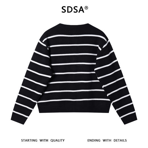 22523SDSA男士秋冬新款痞帅男装慵懒风撞色条纹纽扣圆领针织衫百搭毛衣 商品图4