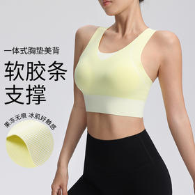 跃牌【美西西系列】新款无痕0感运动内衣女一体杯美背心跑步跳操健身防震文胸WX-528
