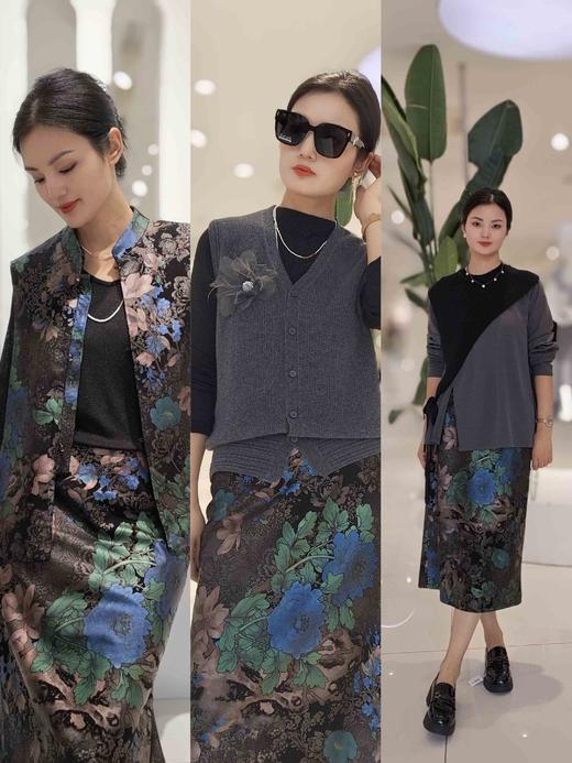 58X080时尚气质款羊皮印花长筒裙 商品图1