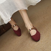 【预售5天】法式晚风复古方头浅口单鞋女春秋新款绒面气质休闲粗跟玛丽珍鞋子FDME&FD9110-2 商品缩略图4