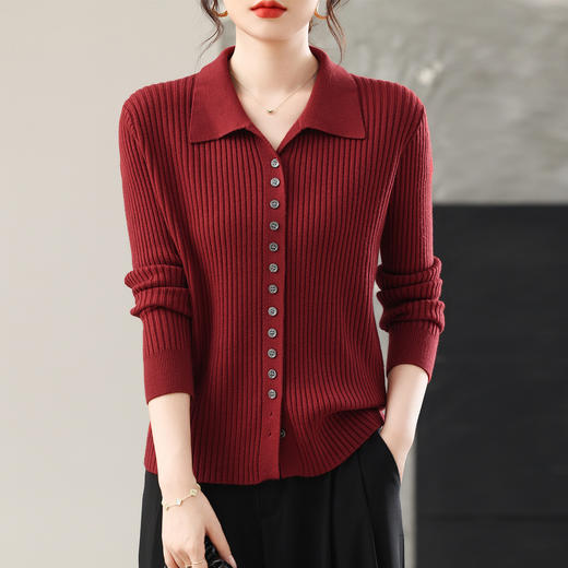 CCpolo领贝壳针织衫开衫修身气质上衣女装秋装2025新款叠穿打底毛衣 商品图1