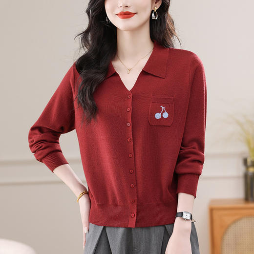 CC女士秋装气质外套短款洋气毛衣开衫2025新款翻领针织上衣外搭洋气 商品图3