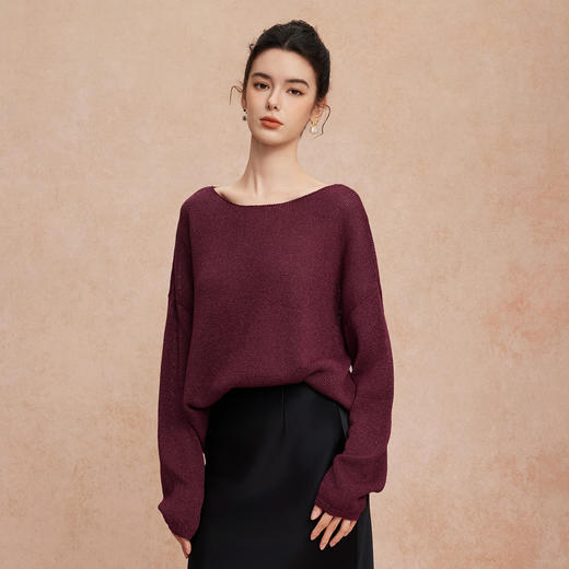 QG636斯尔丽25新款新型研发和纸纱透气亲肤慵懒风长袖时尚垂顺宽松上衣 商品图4