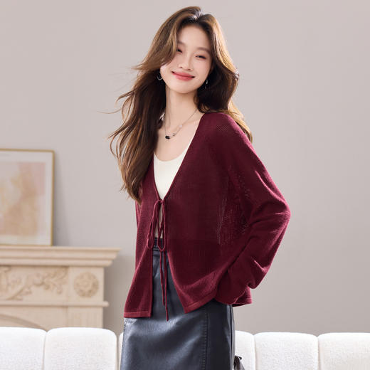 CC冰丝镂空针织开衫外套女2025早秋新款罩衫外搭披肩上衣薄款防晒衫 商品图0