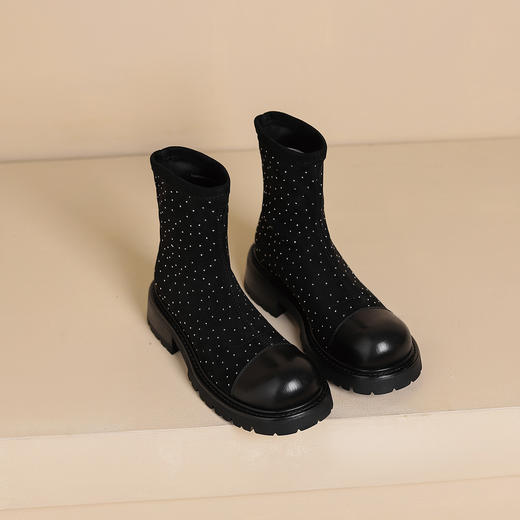 westory2024秋季新款英伦风厚底时尚百搭简约短筒复古靴女S24DS84011 商品图0