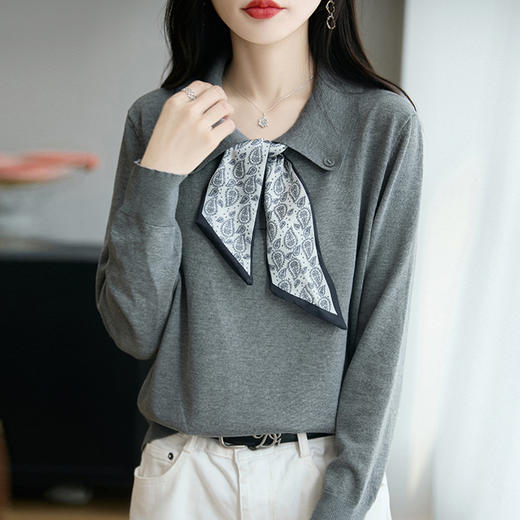 CC气质轻奢打底衫秋冬洋气减龄毛衣女2025新款翻领针织内搭上衣 商品图3