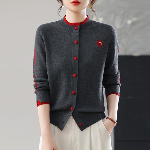 CC女士早秋短款夹克外套2025秋季新款女装休闲百搭针织开衫立领上衣 商品图1