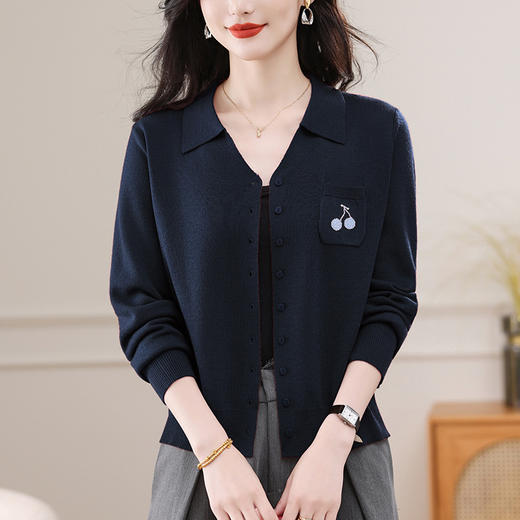 CC女士秋装气质外套短款洋气毛衣开衫2025新款翻领针织上衣外搭洋气 商品图2