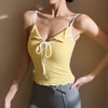 跃牌【美西西系列】2025甜美木耳边蝴蝶结系带运动背心翻领吊带瑜伽服女WX-520 商品缩略图0