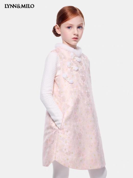 【春上新】【秋冬新品】8LYNN&MILO楼琳麦罗  粉色金葱提花夹棉中式背心裙 商品图2