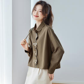 CC2025新款早秋女装长袖衬衫女宽松百搭上衣设计感小众衬衣外套