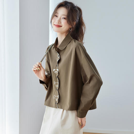 CC2025新款早秋女装长袖衬衫女宽松百搭上衣设计感小众衬衣外套 商品图0