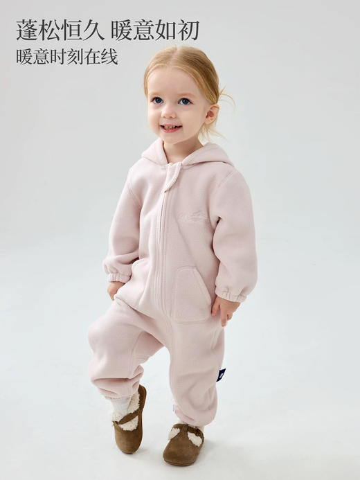 Domiamia 宝宝摇粒绒连帽爬服 加绒防风保暖 商品图0