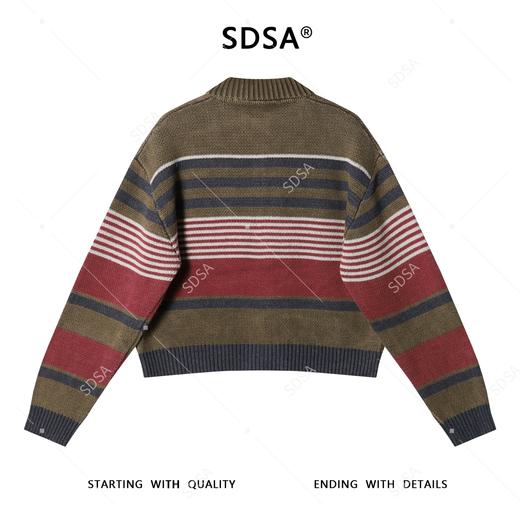 72367SDSA秋冬新款痞帅男装复古时尚条纹拉链翻领针织衫百搭开衫毛衣 商品图5