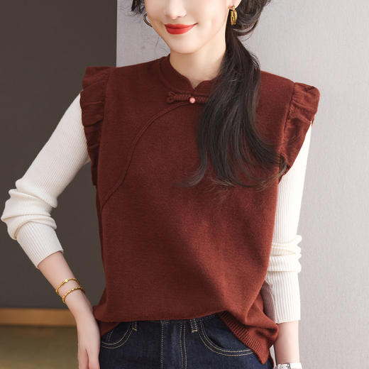 CC新中式国风马甲2025新款设计感小众秋装上衣时髦洋气针织马夹背心 商品图0