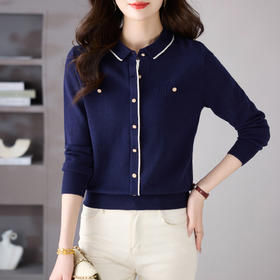 CC翻领长袖上衣秋装女款2025年新款polo针织衫洋气漂亮毛衣打底小衫