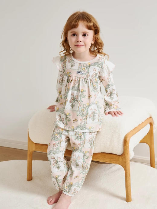 Domiamia 儿童针织花边袖家居服套装 商品图1