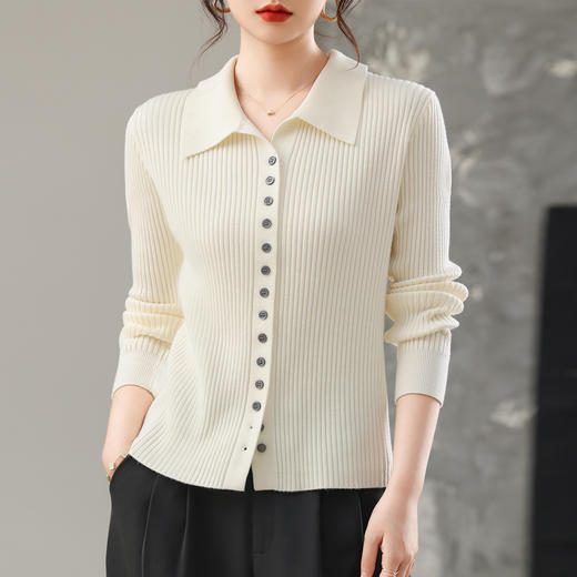 CCpolo领贝壳针织衫开衫修身气质上衣女装秋装2025新款叠穿打底毛衣 商品图3