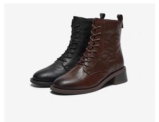 【云粉节】 【拔佳】BF楼Bata马丁靴女2025冬款羊皮英伦风复古粗跟短筒靴23803DD5      吊牌价1159 活动价769 商品图5