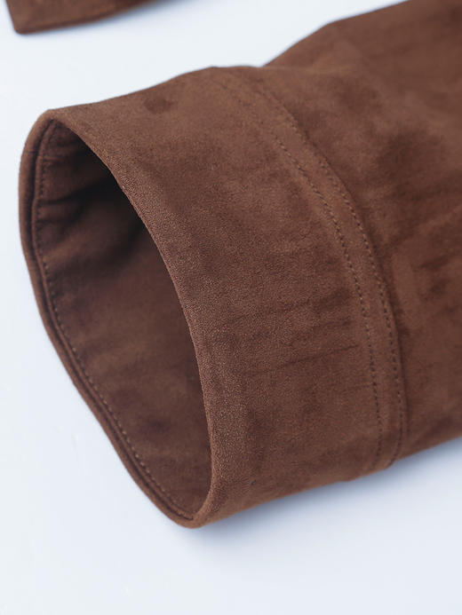 复古腔调拉满！棕色麂皮圆领短外套，打造优雅精致感 商品图4