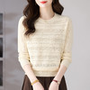 CC早秋薄款镂空长袖针织上衣女秋装2025新款圆领毛衣春秋打底衫 商品缩略图1