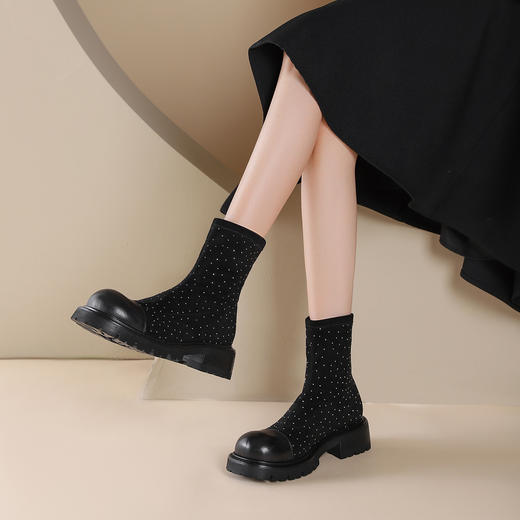 westory2024秋季新款英伦风厚底时尚百搭简约短筒复古靴女S24DS84011 商品图1