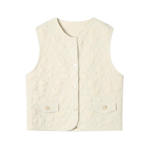 CC气质小香风马夹女2025秋季新款通勤圆领金属扣马甲开衫女针织衫潮 商品图4