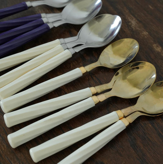 法国Marie Claire中古亚克力不锈钢餐勺 多色入 商品图3