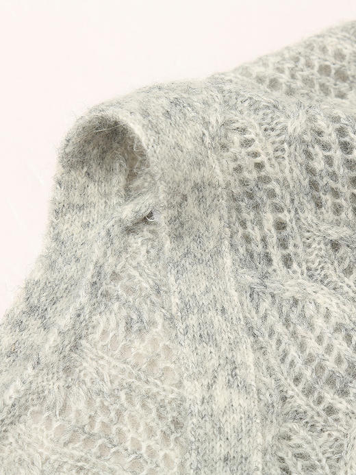 温柔浅灰的邂逅！V 领绞花针织开衫，尽显慵懒高级感 商品图2