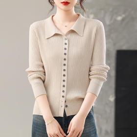 CCpolo领贝壳针织衫开衫修身气质上衣女装秋装2025新款叠穿打底毛衣