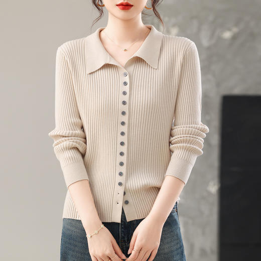 CCpolo领贝壳针织衫开衫修身气质上衣女装秋装2025新款叠穿打底毛衣 商品图0