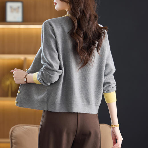 CC开衫女短款秋装新款圆领薄款外搭宽松针织毛衣外套 商品图3