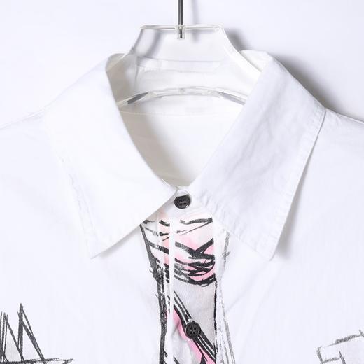 2537SDSA男士秋冬新款痞帅男装潮牌涂鸦领带数字翻领长袖衬衫百搭衬衣 商品图2