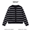22523SDSA男士秋冬新款痞帅男装慵懒风撞色条纹纽扣圆领针织衫百搭毛衣 商品缩略图0