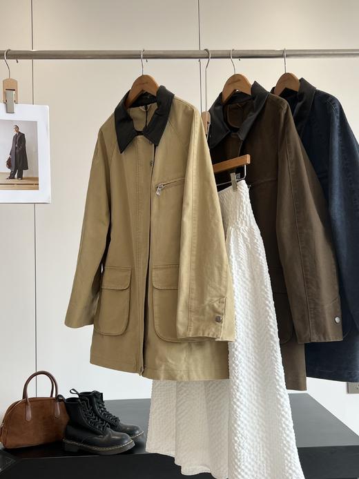 天猫同步【官网1k+高端品质 非常重磅】拉拉夏贝尔/La Chapelle皮领工装夹克宽松多口袋美式复古廓形外套 商品图11