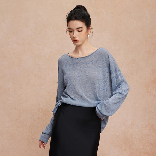 QG638斯尔丽25新款超细羊毛亲肤宽松舒适时尚慵懒风显瘦纯色针织上衣 商品图5