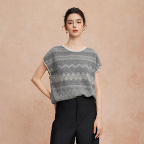 QG645斯尔丽2025新款浮雕提花羊毛气质文艺软糯舒适圆领实穿上衣针织衫