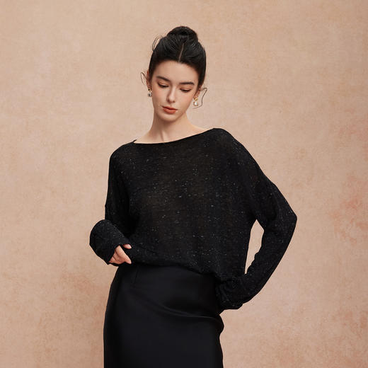 QG638斯尔丽25新款超细羊毛亲肤宽松舒适时尚慵懒风显瘦纯色针织上衣 商品图9