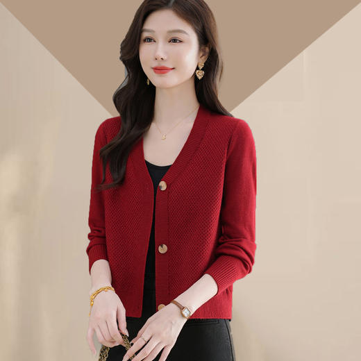 CC秋装女2025年新款外套短款小香风上衣V领气质春秋毛衣针织开衫女 商品图3